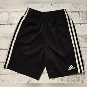 Adidas Kids Black Athletic Shorts White 3-Stripes Size M